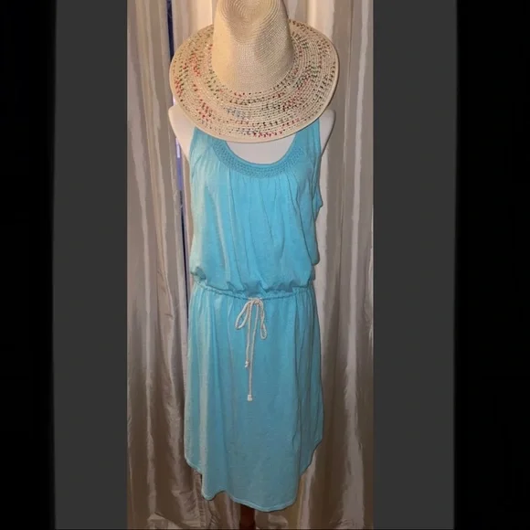 New! C&C California Sleeveless Turquoise Dream Catcher Drawstring Dress Size L🩵 - Picture 3 of 10